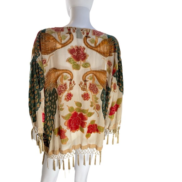 Multi Color ARTDECO STEVIE NICK'S STYLE VELVET GYPSY BOHODuster Kimono L